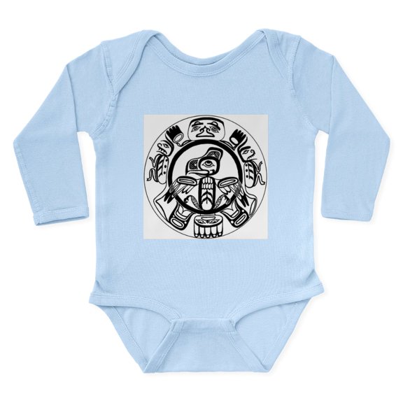 CafePress - Northwest Indian Folkart Body Suit - Long Sleeve Cotton Baby Bodysuit