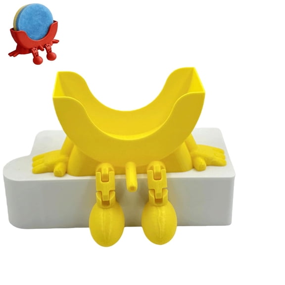 Cute Hanging Scrub Sponge Holder with Drainage, 3D Printed Funny Sponge Stand for Kitchen Sink Organizer