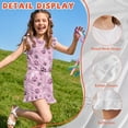 thumbnail image 5 of ZIATUBLES Pink Bone Paw Print Girls Summer Romper Ruffle Cap Sleeves One-Piece Short Jumpsuit Soft Comfort Kids Casual Playsuit with Pockets for 5-6 Y, 5 of 6