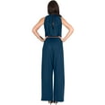 thumbnail image 5 of KOH KOH Long Pants Jumpsuit Formal One Piece Cocktail Evening Fall Dressy Pantsuit Romper Workwear Casual Outfit Tall Sleeveless Playsuit For Women Blue Teal XXX-Large US 22-24 NT202, 5 of 6
