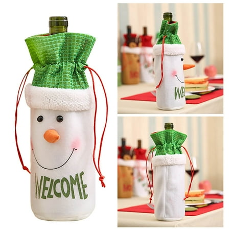 

Tiezhimi New Christmas Decoration Supplies Christmas Wine Bottle Bag Santa Wine Bag Christmas Home Table Decoration