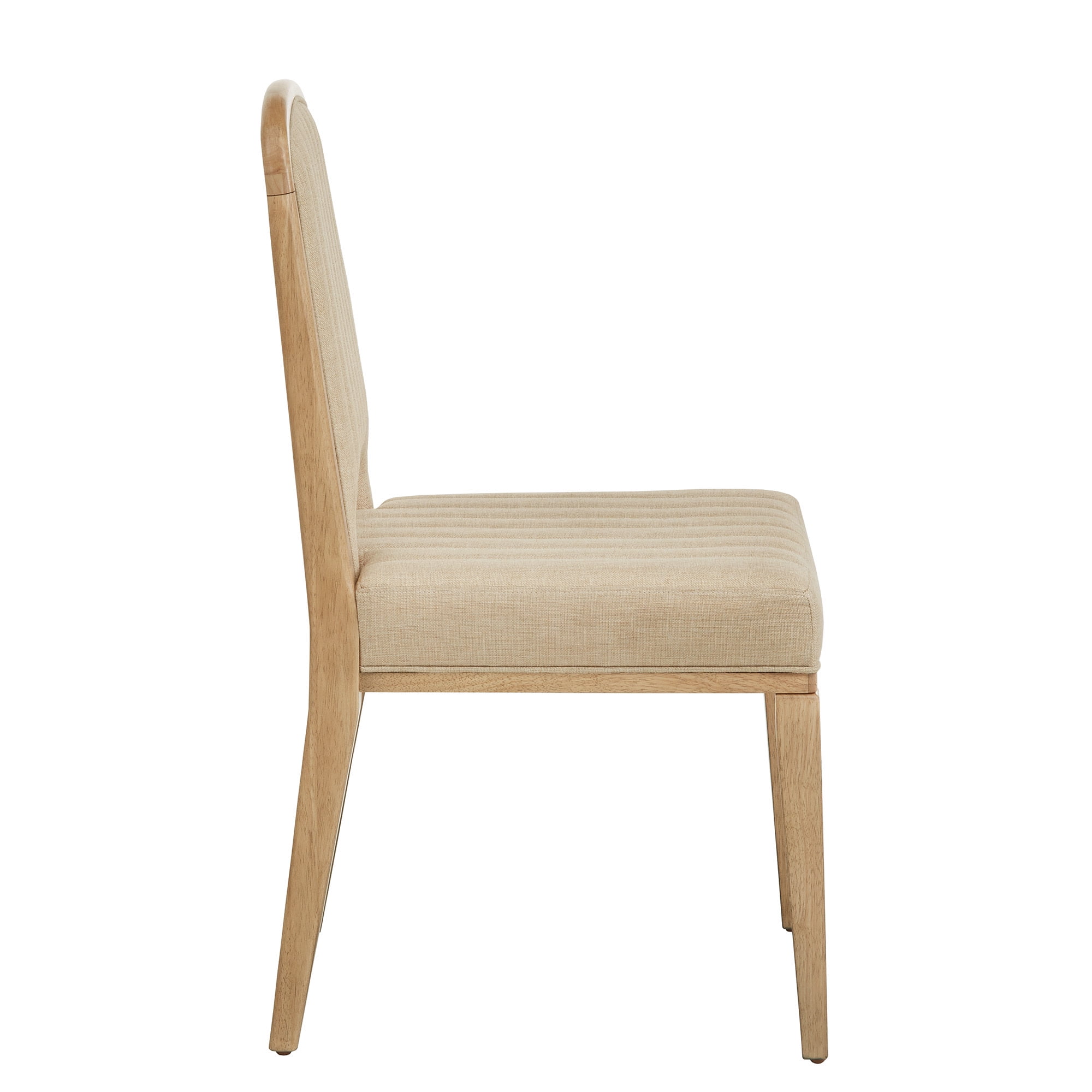 Weston Home Alta Wood Finish Cream Fabric Channel Stitching Dining Chair, Set of 2, Oak Wash
