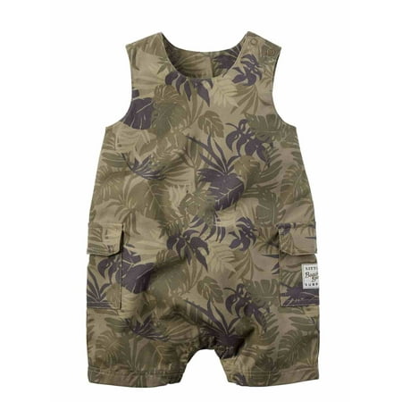 - Carters Infant Boys Green Sleeveless Hawaiian Leaf Romper