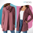 thumbnail image 3 of FITKICKS Everywear Lightweight Hooded Cardigan with Pockets, Pink Large/X-Large (Women's), 3 of 8