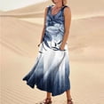 thumbnail image 2 of Mohiass 2024 Cotton Linen Sleeveless Plus Size Dresses for Women Tropical Casual Round Neck Sundress with Pockets Dark Blue 3XL, 2 of 5