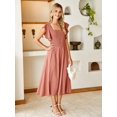 thumbnail image 4 of Vestido de verano con volantes misiales de manga corta A Line Rust XS para mujer, 4 of 7