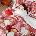 thumbnail image 4 of Homewish Girls Teens Kawaii Gnome 7-Piece Twin Bedding Sets,Geometric Plaid Grid Bedding Comforter Set,Romantic Valentine's Day Breathable Sheet Sets,Super Cozy Room Decor,Reversible, 4 of 8