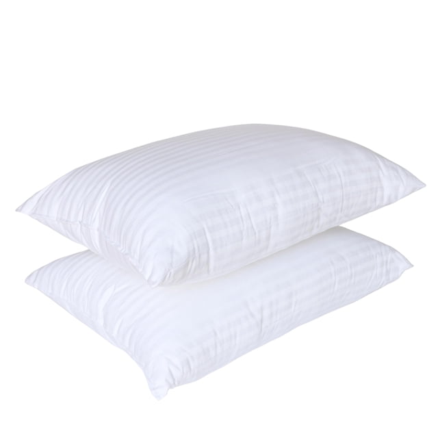 Almohadas Hoteleras Premium - Relleno Microgel - Firmeza Media - Fundas Rayada Satinada - 100% Algodón - Pillow - Alta Caldiad - Color Blanco (2, Estándar)