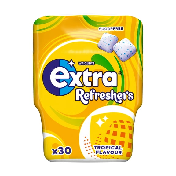 Extra Refreshers Tropical Chewing Gum Bottle 30 Pieces, Imported from Britain
