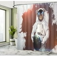 thumbnail image 5 of Ambesonne Cat Shower Curtain, Astronaut Funny Design, 69"Wx84"L, Red White, 5 of 5