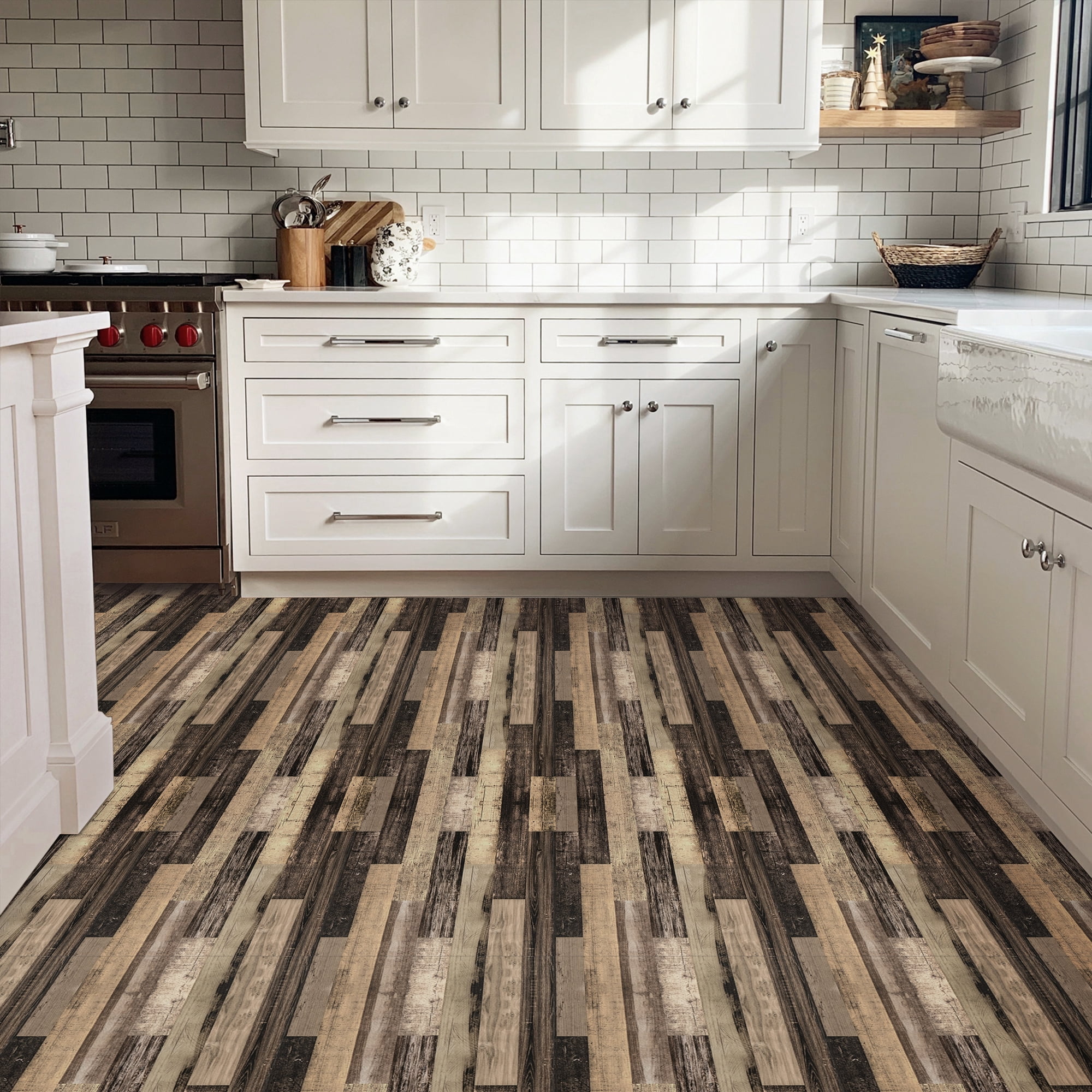 UMIGGEE Wood Grain Peel and Stick Vinyl Flooring Roll, 15.7-in x 118-in/12.8 Sq.Ft Self-Adhesive Vinyl Wood Grain Floor,Versatile Design for Any Space And Easy DIY Install Home Decor