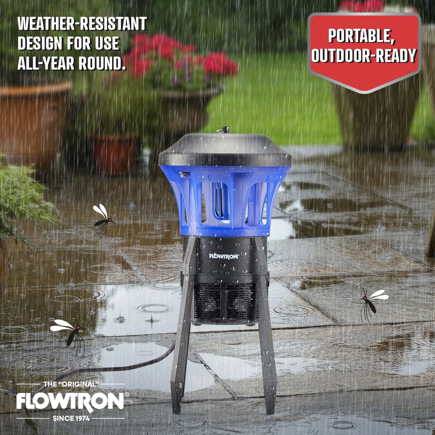 Flowtron UV Bug Trap, Powerful Fan Fly Killer, 1/2 Acre Coverage, Quiet Outdoor Insect Control