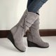 thumbnail image 4 of Zapatos de mujer, Color sólido, moda informal, gamuza, cremallera superior, tacones de cuña, cálido invierno, botas de vaquero resistentes al desgaste Wmkox8yii sa3354, 4 of 7