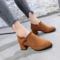thumbnail image 5 of Jsaierl Womens Ruffled Ankle Boots V Cut Out Pointed Toe Chunky Low Heel Dressy Western Booties, 5 of 5