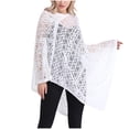 thumbnail image 2 of Summer Clearance Sale! Pitauce Cover Up for Women Solid Color Hollow Out V Neck Crochet Poncho Knitting Cape Asymmetric Hem Shawl Versatile Wrap Tops, 2 of 7