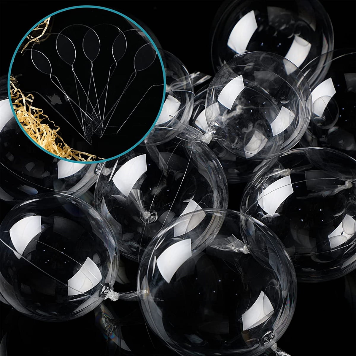 Casewin Mini Clear Balloons for Stuffing, 100 Pcs 5 Inch Round Small Bobo Balloons, Not Pre-stretched Stretched Transparent Latex Free Balloons for Easter Baby Shower Wedding Birthday Party