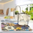 thumbnail image 5 of Yayeee Dish Drying Mat for Kitchen Counter 16"x18" Microfiber Absorbent Pad, Beige Flowers, 5 of 7