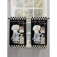 thumbnail image 3 of Chef Gnomes Kitchen Curtains 54 Inches length, Rustic Black White Paid Dessert Cake Cook Window Treatment Curtain Drapes, Decorative Window Curtains for Bedroom Cafe, 52"x54", 2 Panels, 3 of 7