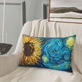 thumbnail image 5 of Sikiie Starry Sunflower Dreamscape Print Plush Pillow Cover, Wrinkle-proof and Stain-resistant Pillow Protector without Pillow Core, Home Decoration-16"x24", 5 of 6