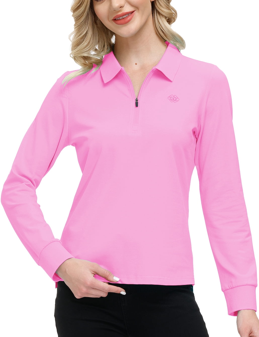 Mofiz Women's Golf Polo Shirt Long Sleeves Zip Up Sport Active Shirts