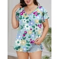 thumbnail image 3 of Mengpipi Womens Plus Size Tops Double Ruffle Short Sleeve V-Neck Casual Loose Shirts 1X-5X, 3 of 7