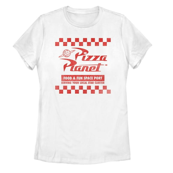 Women's Toy Story Pizza Planet Uniform Graphic Tee White 2X Large