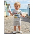 thumbnail image 6 of BemeyourBBs Toddler Baby Boys Summer Clothes Waffle Knit 2 Piece Outfits Excavator Truck Vehicles Embroidery Short Sleeve T Shirt Tops and Pockets Shorts Set, 6 of 9