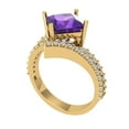 thumbnail image 2 of 2.3075 ctw Solitaire with Zirconia Diamond Accents Anniversary Ring for Women | Princess Cut Natural Amethyst | Hyperallergenic Solid 18K Yellow Gold, 2 of 5