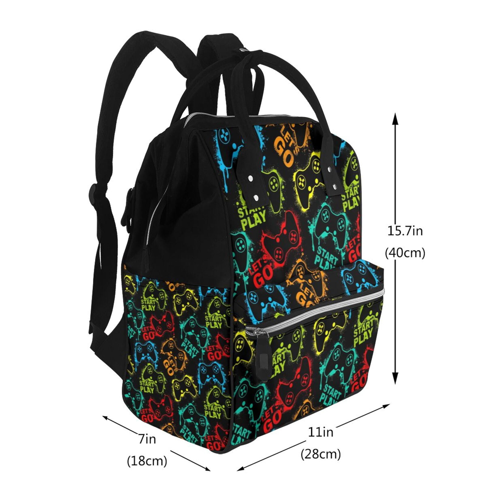 Ratiio Play Game Start Mummy Backpack - Waterproof Twill Canvas, Large Capacity Diaper Bag with Multiple Pockets and Adjustable Straps