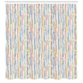 thumbnail image 3 of Abstract Shower Curtain, Colorful Modern Artwork with Vertical Stripes and Dashed Lines on White Background, Fabric Bathroom Set with Hooks, 69W X 84L Inches Extra Long, Multicolor, by Ambesonne, 3 of 3