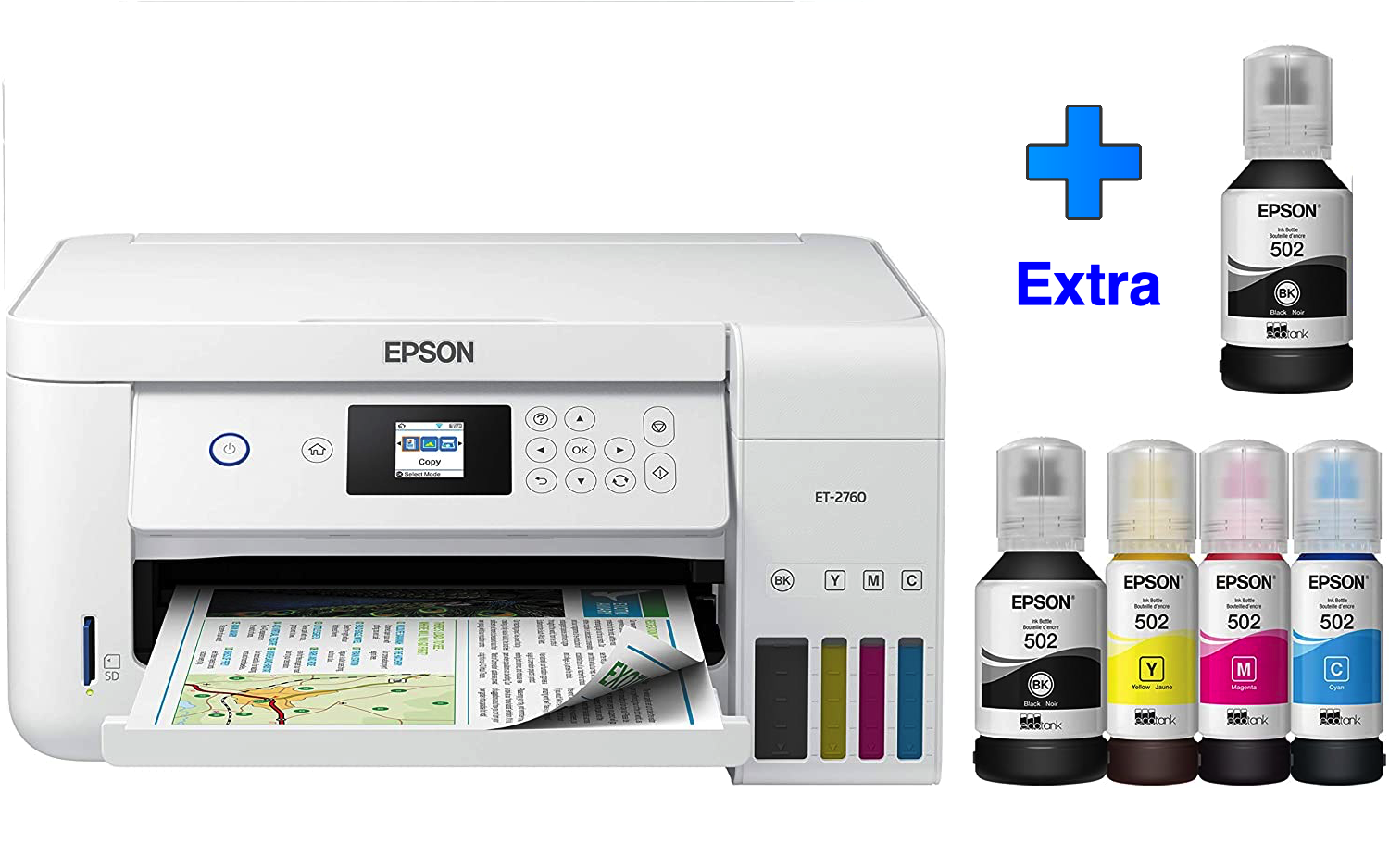 Epson EcoTank ET-2760 Special Edition Wireless Color All-in-One Supertank Printer with extra Bonus Black Ink