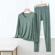 thumbnail image 4 of Conjunto de Ropa Interior Larga de Mujer Cuello en V Manga Larga Lencería Casual Ropa de Dormir Pajama Set Confort Suave, Lencería de Manga Larga para Mujeres, 4 of 5