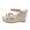 2Beige, variant on Women's Platform Wedge Sandals Fashion Metal Decor Summer Dress Shoes Casual Ankle Strap Open Toe Beach Shoes Footwear Black Size 9