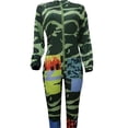 thumbnail image 3 of Printed Front Zipper Patchwork Jumpsuit (ArmyGreen, L), 3 of 4