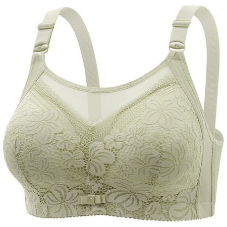 TrendVibe365 Wire Free Bras with Support and Lift Womens Lace Wireless Push up Bralette Padded Adjustable Strap Bustier Full Coverage Crop Cami Top Sexy Lingerie Green 44