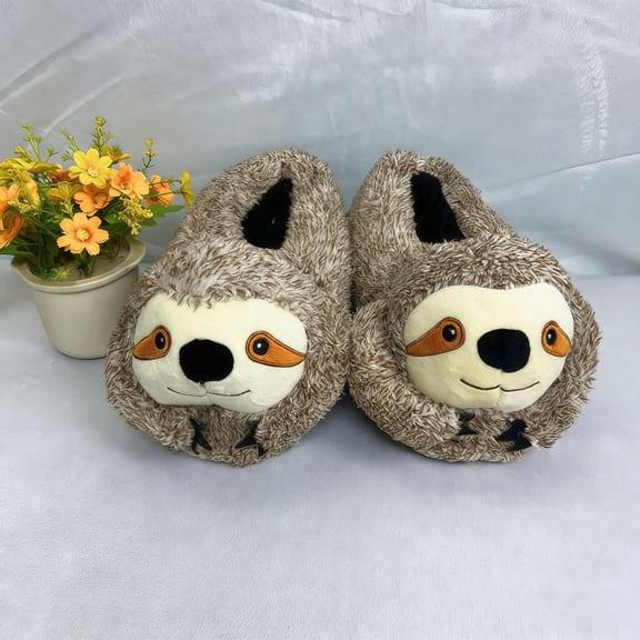 Moose Slippers For Women Cute Fluffy Slippers Dalmatian Shoes Warm Winter Wear Home Cozy Furry Soft Indoor Shoes Coffee One Size