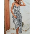 thumbnail image 6 of Women'S Summer Midi Boho Dresses Casual Floral Spaghetti Straps Lace Up Dress Flowy Aline Beach Sundress White S, 6 of 9