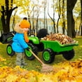 thumbnail image 3 of Riedhoff 12V 3-in-1 Ride-On Tractor w/Trailer, Remote Control,LED Lights,Shovel Bucket,Green, 3 of 8