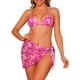 thumbnail image 1 of INSPIRAR CHIC Conjuntos de Bikini de 3 Piezas con Tie Dye para Mujeres, Trajes de Baño Halter de Triángulo con Sarong y Falda de Playa, Traje de Baño Talla X-Small Fucsia, 1 of 5