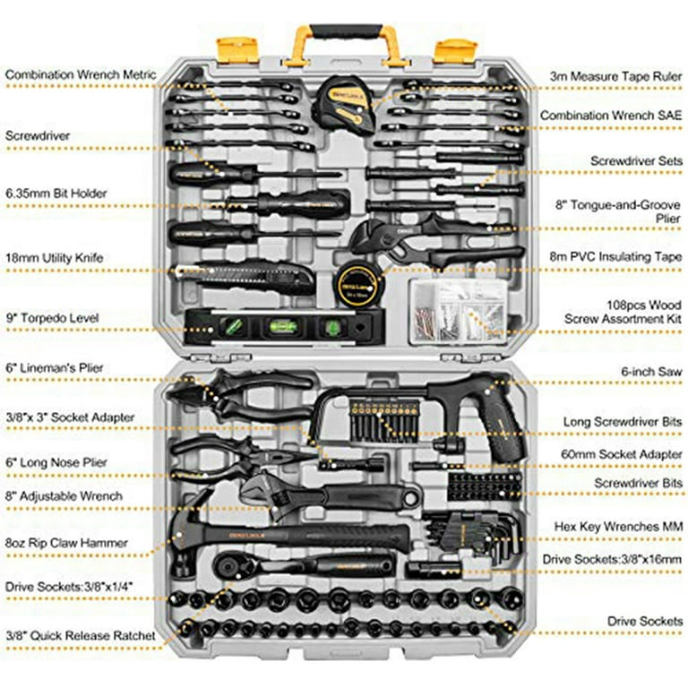 DEKOPRO, General Household Hand Tool Kit, 218-Piece Auto Repair