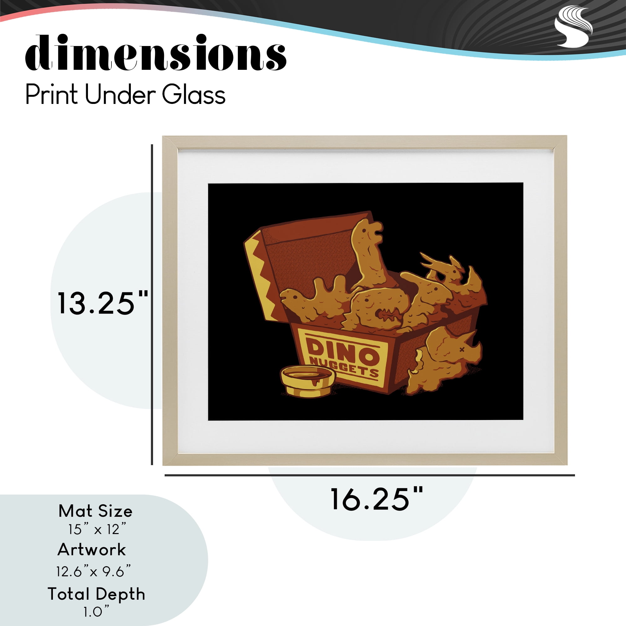 Stupell Industries Dino Nuggets with Sauce Birch Framed Print Under Glass, design by Tobe Fonseca
