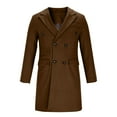 thumbnail image 3 of gbyLJF Men's Double Breasted Overcoat Mid-length Solid Color Long Sleeve Cardigan Casual Business Daily Outwear Coats with Pockets, 3 of 7