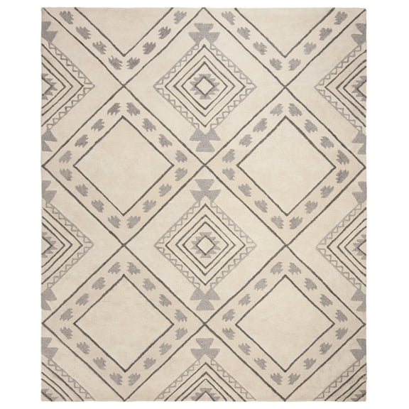 SAFAVIEH Casablanca Crispin Geometric Shag Area Rug, Ivory/Grey, 8' x 10'