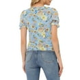 thumbnail image 3 of INSPIRE CHIC Women's Floral Ruffle V Neck Puff Short Sleeves Blouse Top, 3 of 6