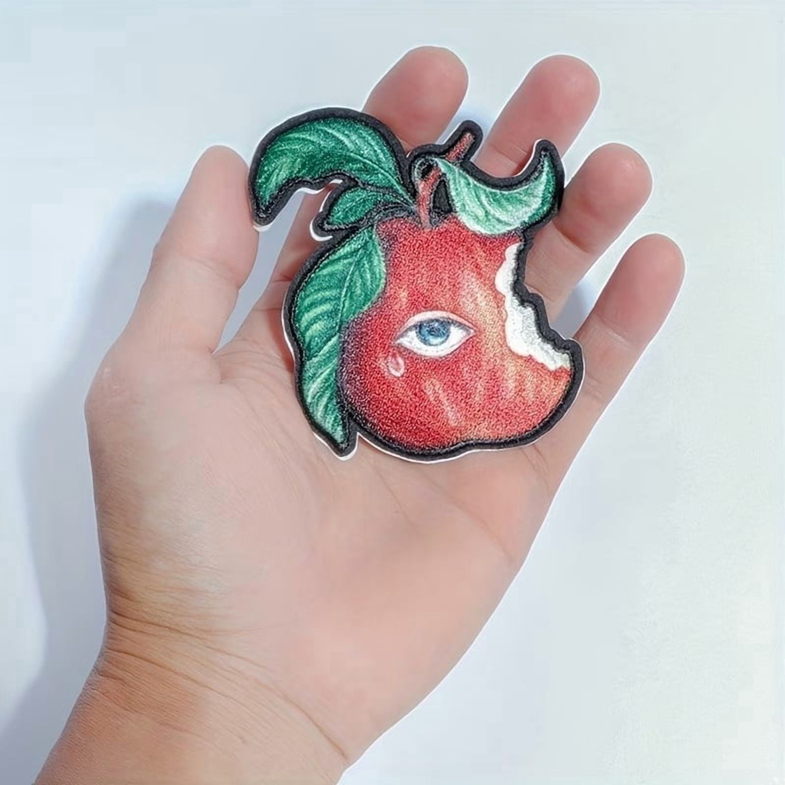 Funny Red Apple Embroidered Patches - DIY Sew On or Iron On Self-Adhesive Appliques for Clothing, Jackets, Backpacks, Caps, and Jeans Repair