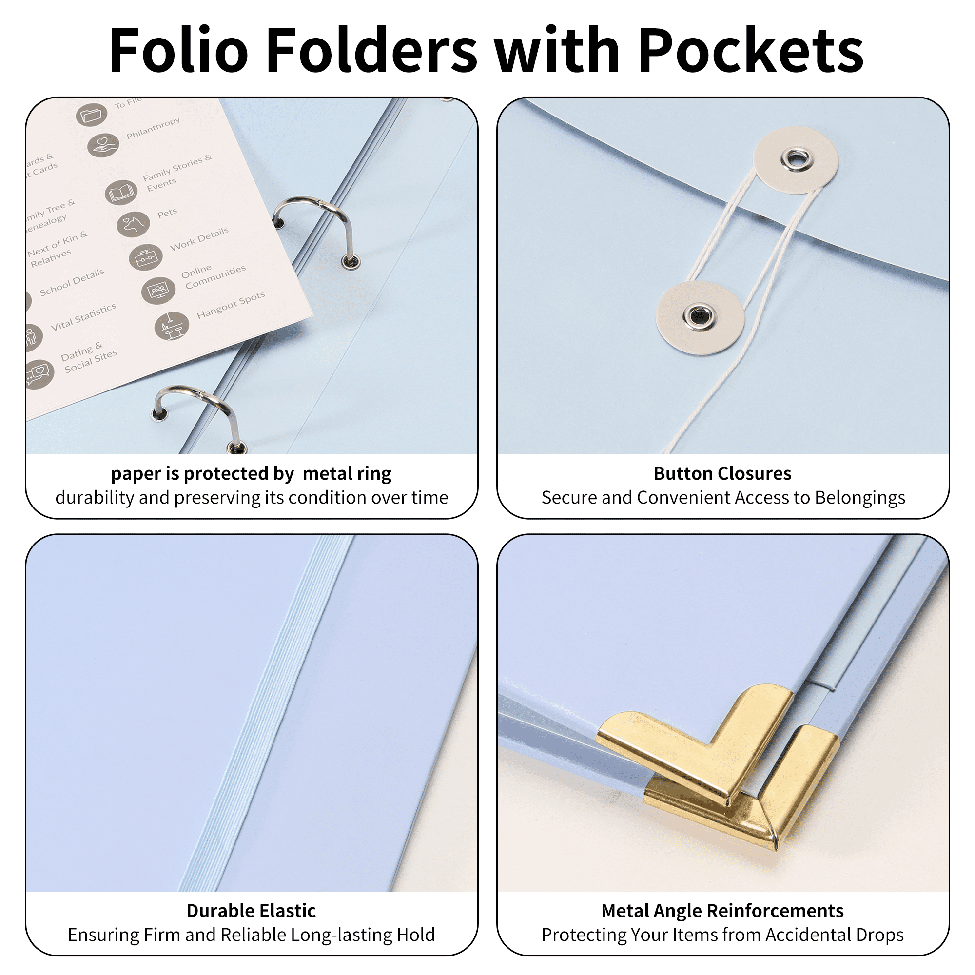 Important Document Organizer with Labels for Home, School, Office Use