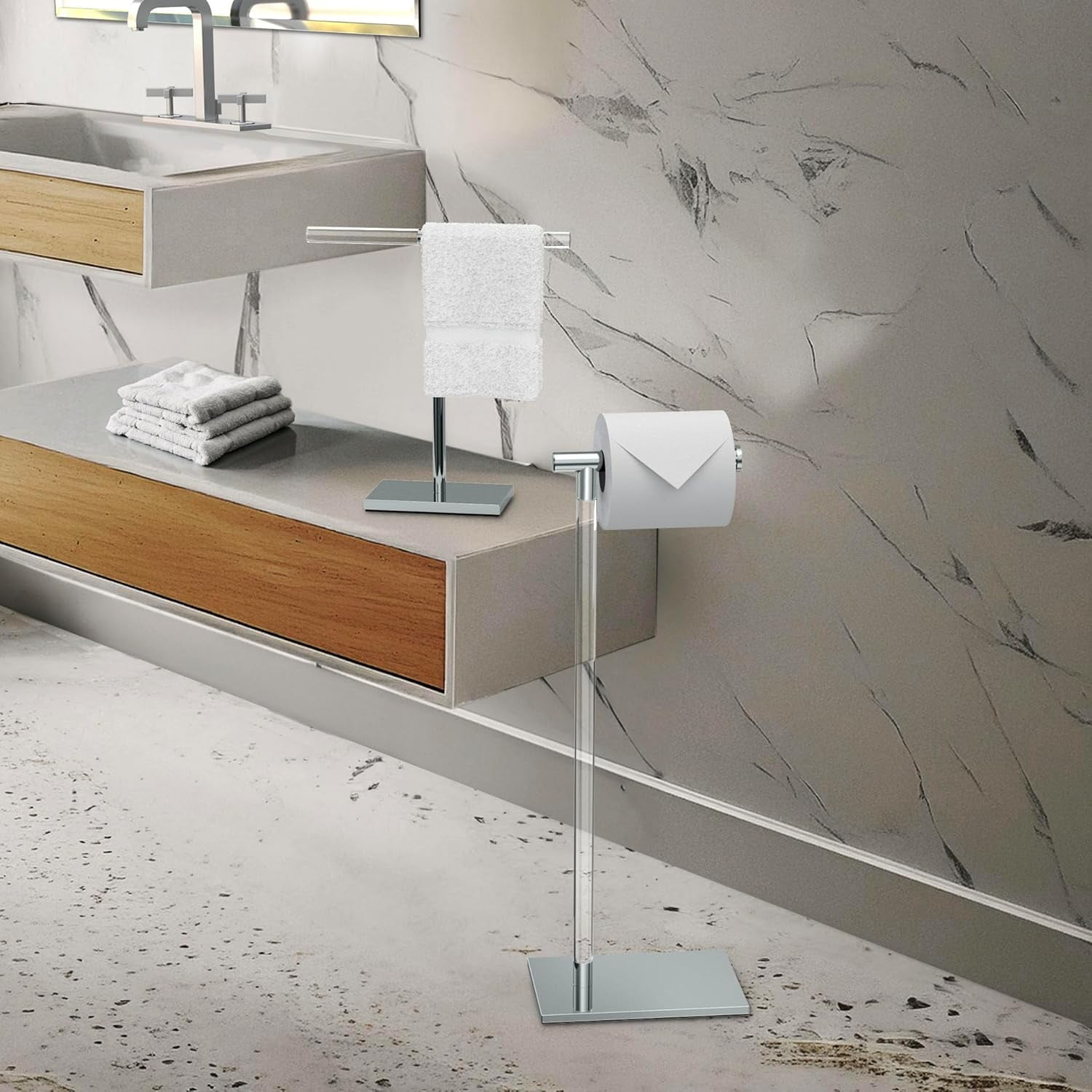 Gatco 1344C Countertop T-Shape Hand Towel Holder 11", Acrylic/Chrome