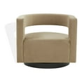 thumbnail image 2 of SAFAVIEH Couture Edgar Modern Velvet Solid Swivel Armchair, Light Brown/Black, 2 of 7