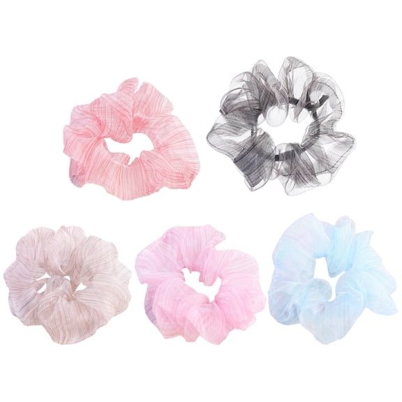 KAJNBN 5Pcs Ponytail Holder Assorted Color Round Suede Leather For Women