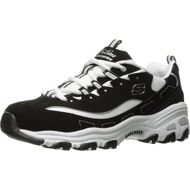 Zapatilla Skechers D'Lites-Me Time para mujer, color blanco y negro